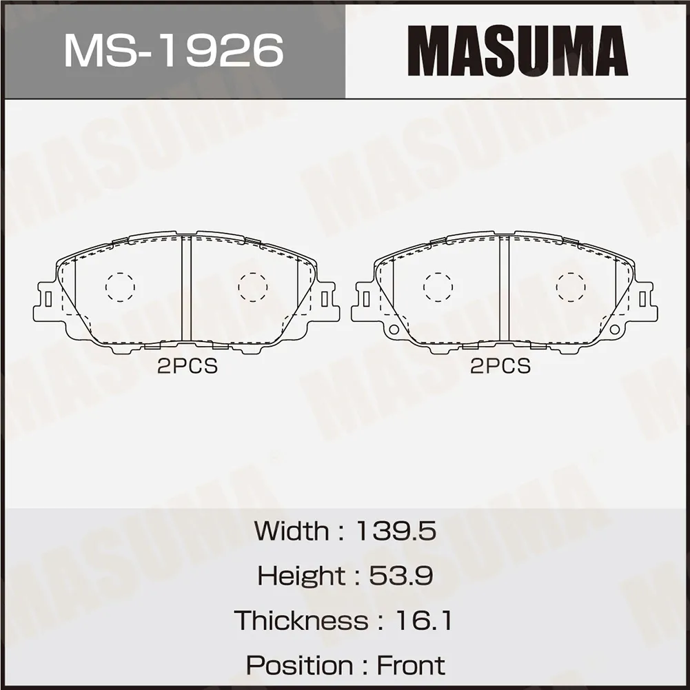 Колодки тормозные дисковые MASUMA MS1926