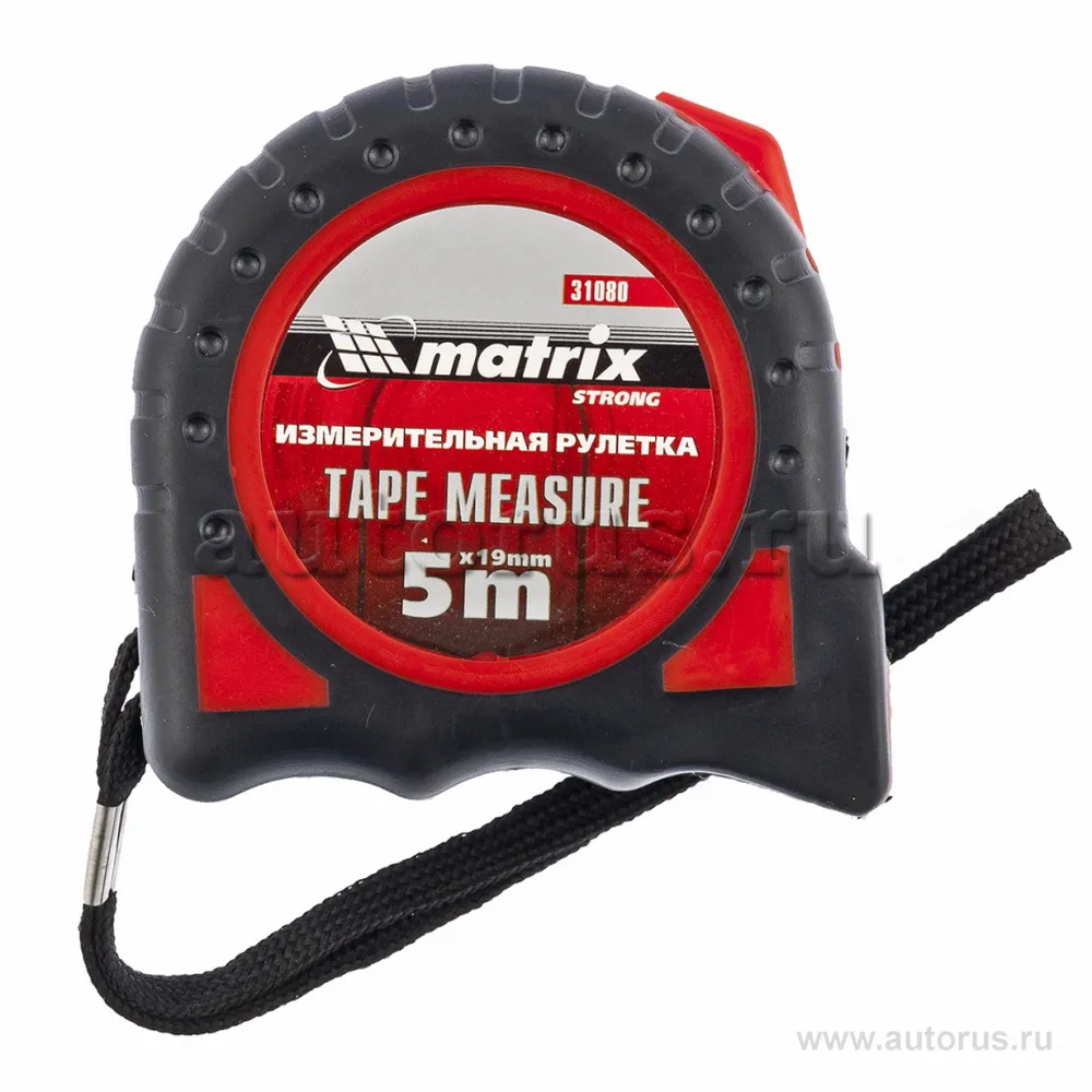 Рулетка Strong, 5 м x19 мм, обрезиненный корпус MATRIX 31080