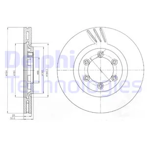Диск тормозной SSANG YONG REXTON 02- передний вент. DELPHI BG4112