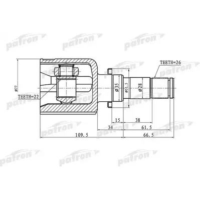 ШРУС внутренний левый 26x35x22 MAZDA 3 BK 01.07.2007- A PATRON PCV1363