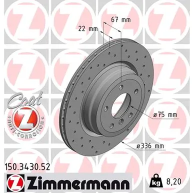 Диск тормозной задний BMW ZIMMERMANN 150.3430.52
