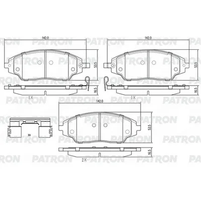 Колодки тормозные дисковые пер. CHEVROLET Aveo/Cobalt 06- PATRON PBP123