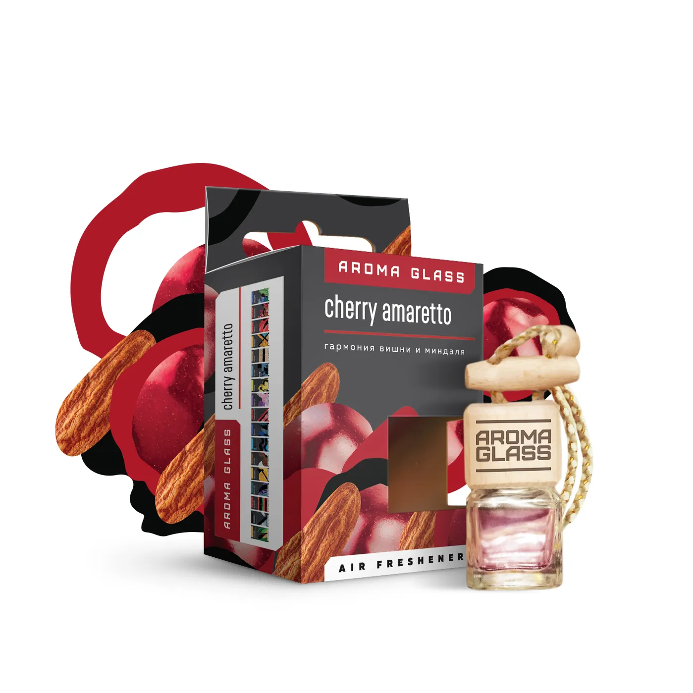 Ароматизатор подвесной в стеклянном флаконе AG-11 Cherry Amaretto (гармония вишни и миндаля) Fouette AG-11