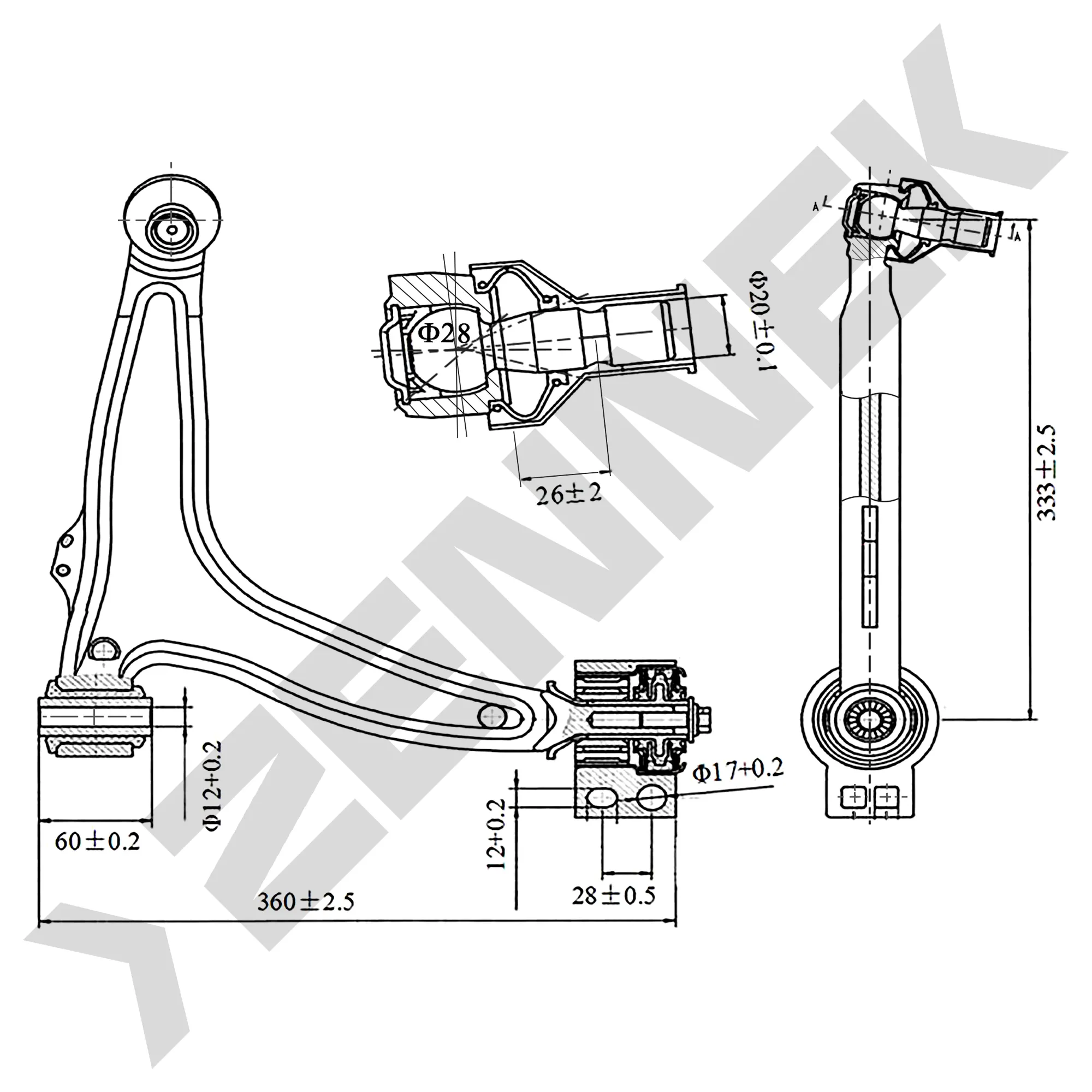 РЫЧАГ ПЕРЕДНИЙ НИЖНИЙ ПРАВЫЙ FIAT CROMA 05, OPEL VECTRA 02 ZENNEK DCA0070