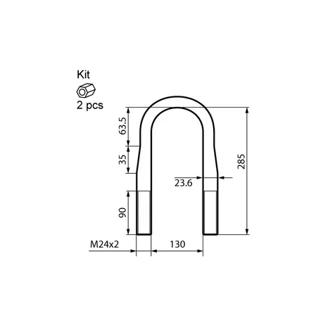 Стремянка рессоры М24x2.0x130x285 М24x2x285x130 (с гайками) FRUEHAUF EXOVO 28262E