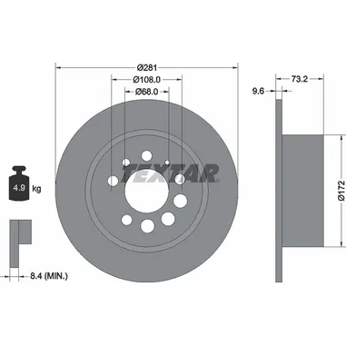 Диск тормозной задний стандартный VOLVO TEXTAR 92031400