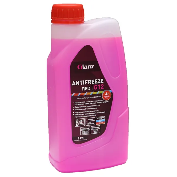Антифриз GLANZ Antifreeze Red G12 готовый -40C красный 1 кг GL-003