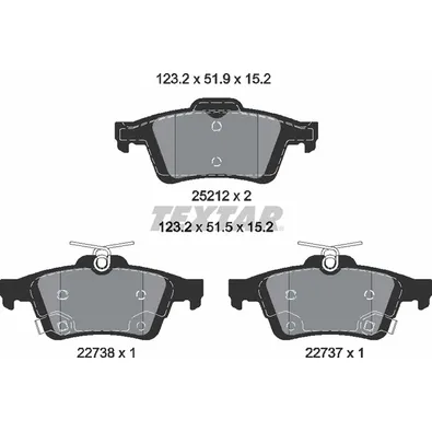 Колодки тормозные задние TEXTAR 2521204