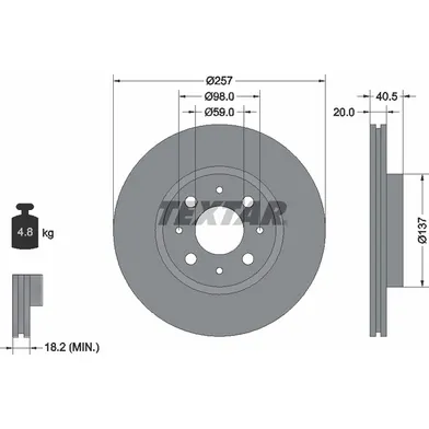 Диск тормозной передний с покрытием PRO ALFA ROMEO/FIAT/LANCIA TEXTAR 92068503