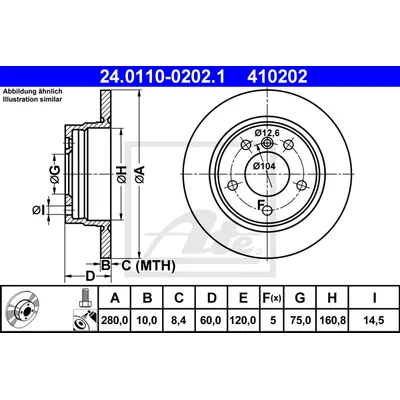 Диск тормозной задний BMW E36 318/320/325 E46 316/318 ATE 24.0110-0202.1