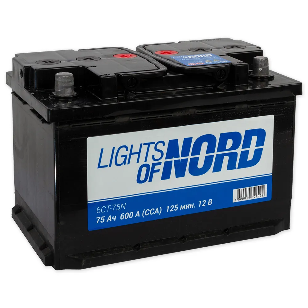 Аккумулятор Lights of Nord Standart 75 А/ч прямой L+ 277x175x190 L3 EN 600 А