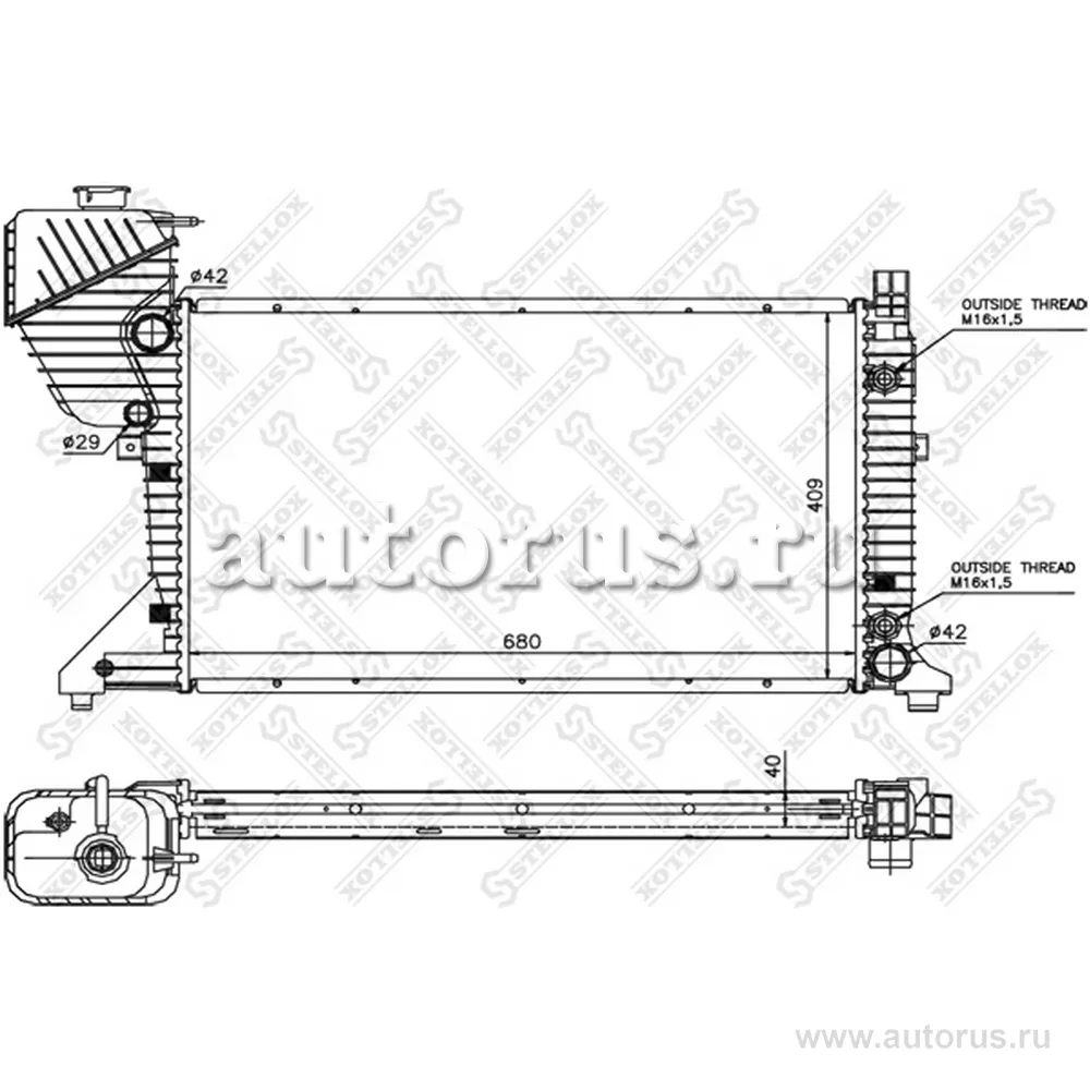 Радиатор системы охлаждения MB W210 2.7-3.2CDi 99-02 STELLOX 10-25403-SX