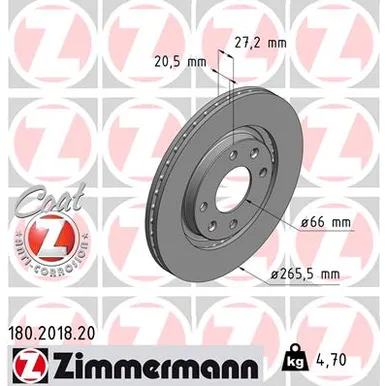 Диск тормозной BS CITROEN/PEUGEOT ZIMMERMANN 180201820