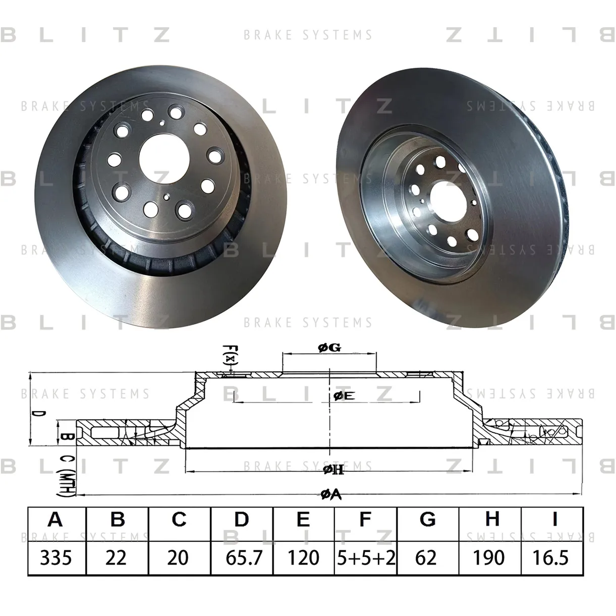Диск тормозной задний вентилируемый LEXUS LS 06-> BLITZ BS0624