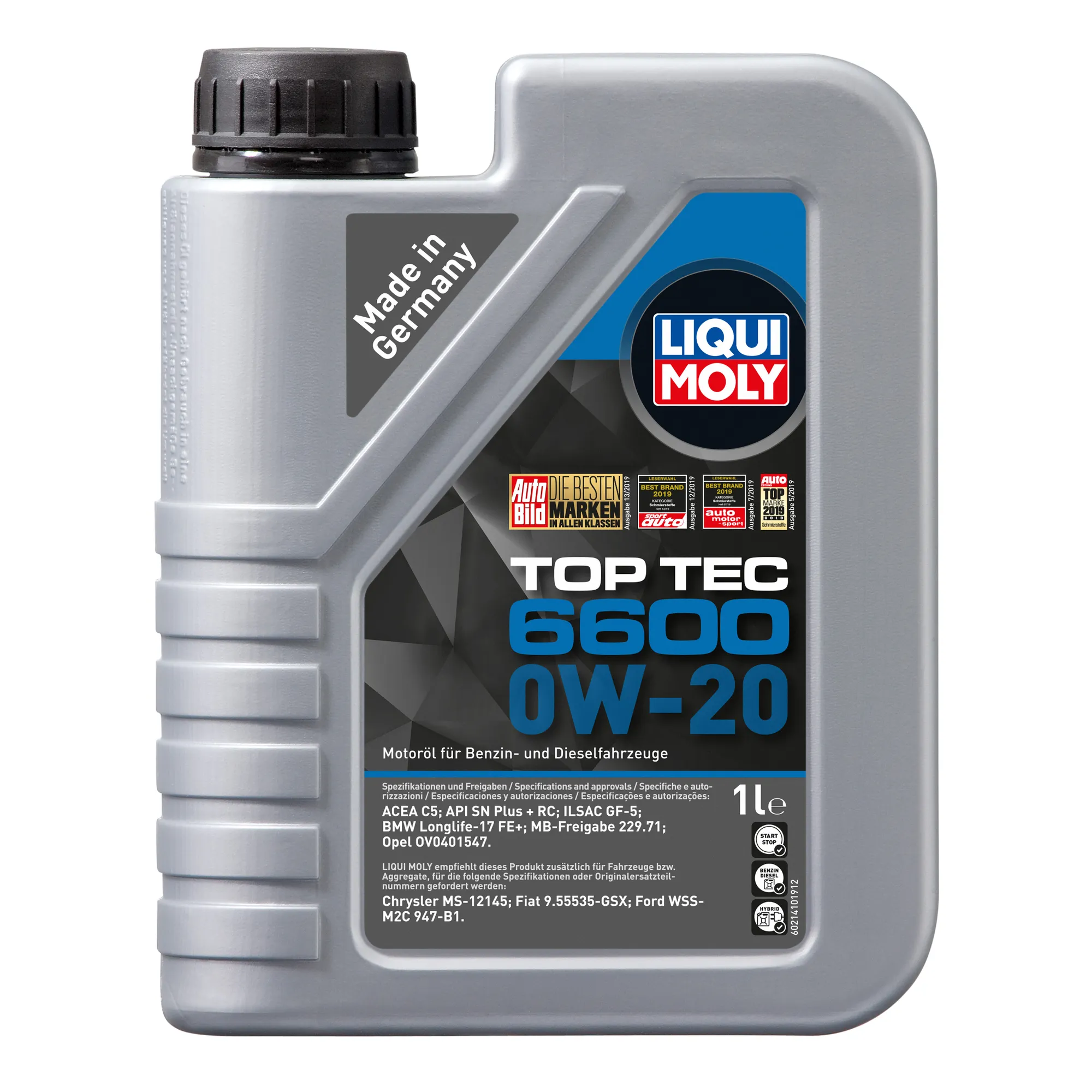 Масло моторное LIQUI MOLY Top Tec 6600 0W-20 синтетическое 1 л 21410
