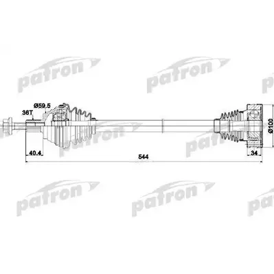 Полуось передняя левая 36x544x59.5 AUDI: A3 03- , A3 SPORT PATRON PDS0253