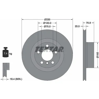 Диск тормозной задний BMW X3 II(F25)/VENT D=330MM TEXTAR 92256303