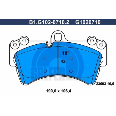 Колодки VW TOUAREG/AUDI Q7/PORSCH CAYENNE GALFER b1g10207102