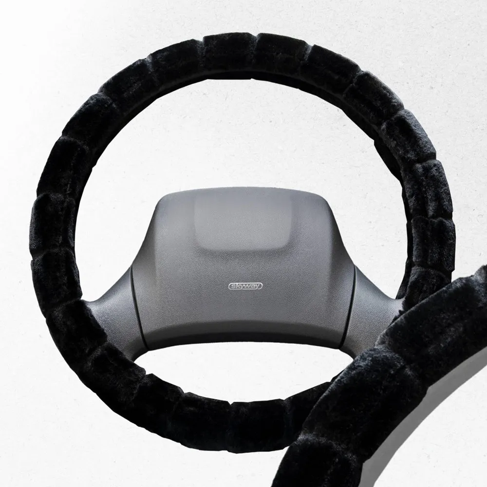 Оплетка на руль Arctic-1 искусственный мех, Черная L, SKYWAY SKYWAY S01107020