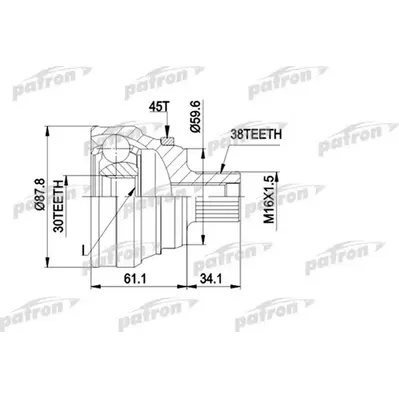 ШРУС наружн к-кт 38x59.5x30 ABS:45T AUDI: 100 с и без A PATRON PCV1140