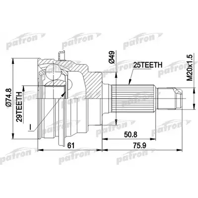 ШРУС наружн к-кт [A:25, B:29, D:49, ABS:] SUZUKI: BALEN PATRON PCV1039