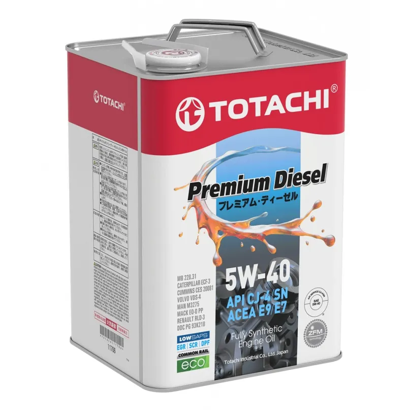Масло моторное TOTACHI Premium Diesel CJ-4/SM Синтетика 5W40 6л TOTACHI 11706
