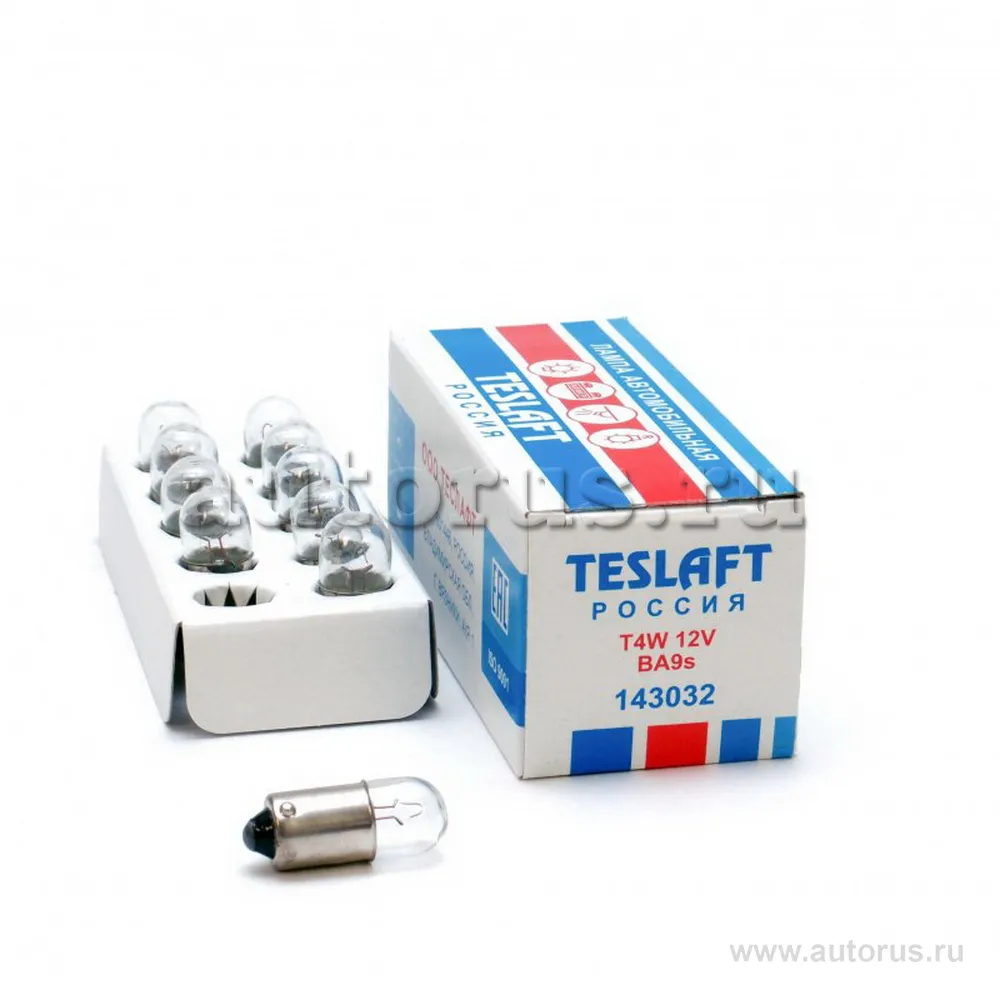 Лампа 12V T4W 4W BA9s Teslaft 1 шт. картон 143032