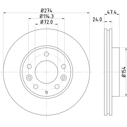 Диск тормозной передний MAZDA 6 02-08 /VENT D=274MM NISSHINBO ND5004