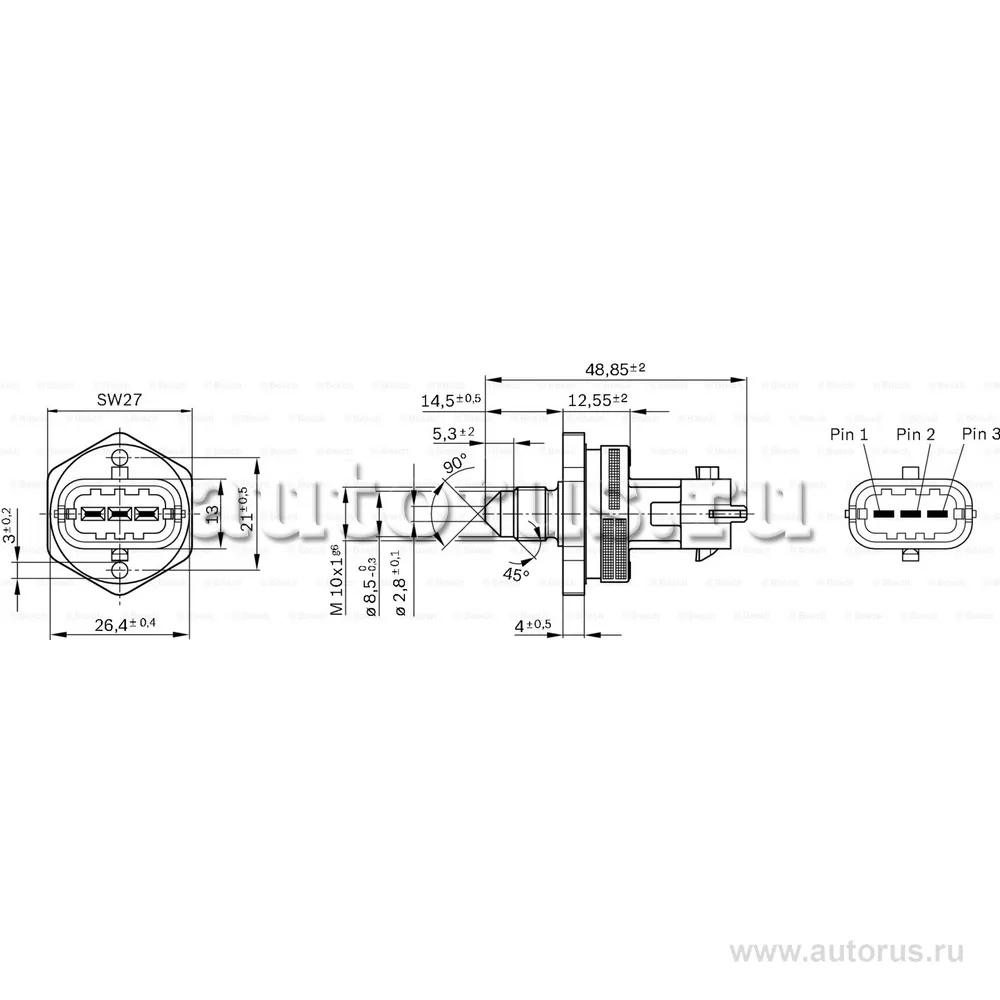 Датчик давления топлива BOSCH 0261545030