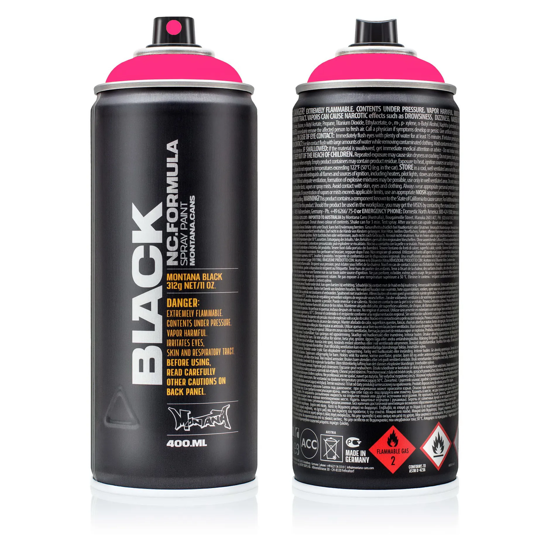 MONTANA Краска BLACK истинная маджента 0,4л MONTANA CANS TR4000 BLK