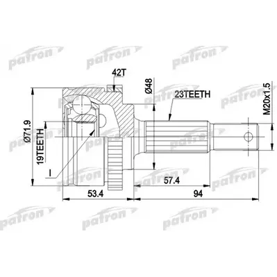 ШРУС наружн к-кт 23x48x19 ABS:42T NISSAN: MICRA 92-03 PATRON PCV1197