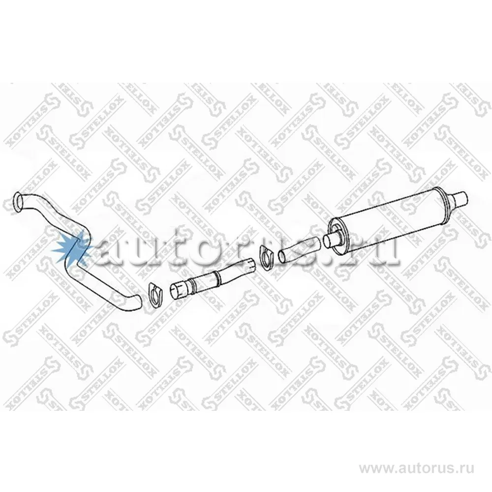 Труба глушителя приемная 5-изг Omn MB Vario 512-815 OM904 STELLOX 82-03650-SX