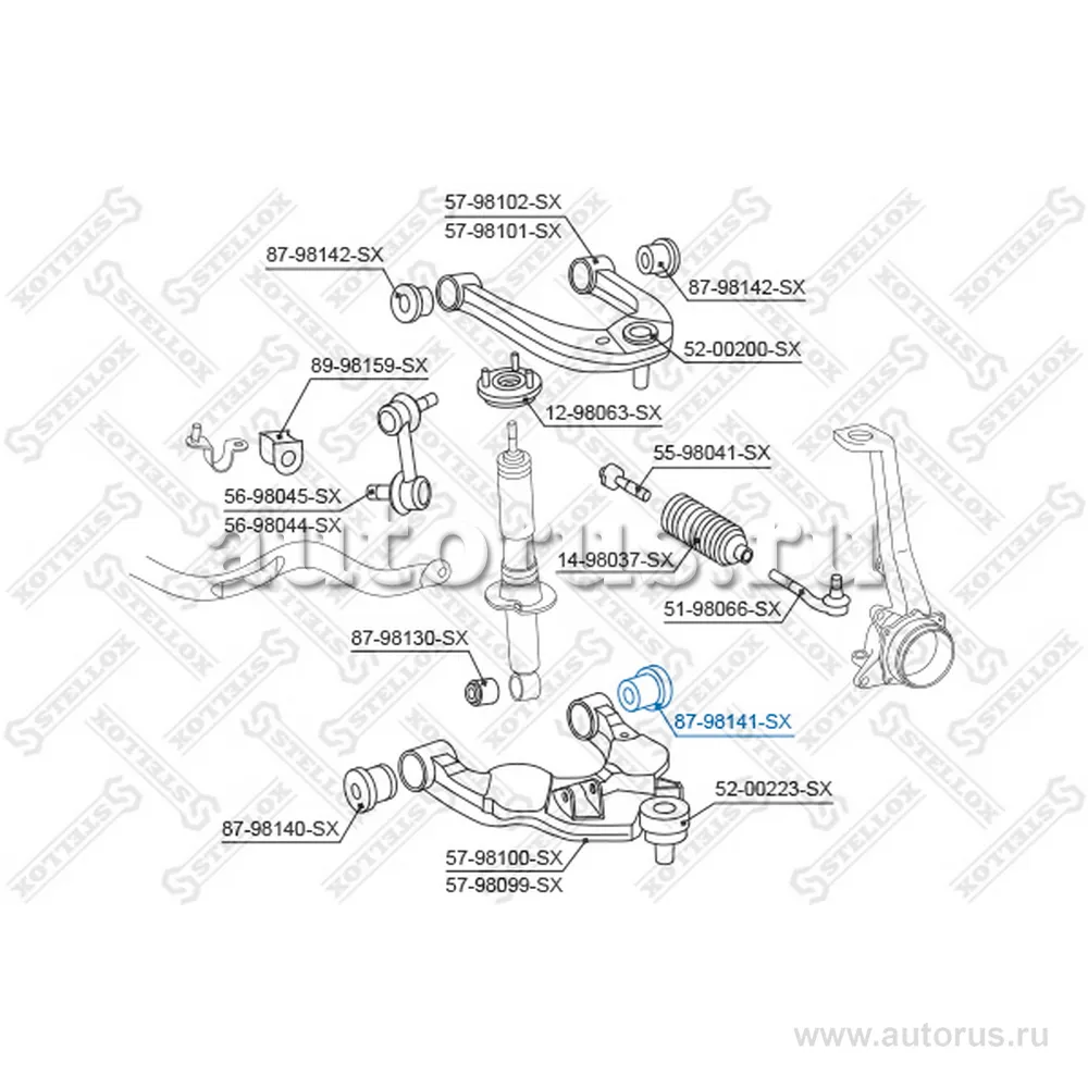 Сайлентблок рычага нижн. зад. Toyota Land Cruiser GRJ12#/KDJ12# 02 STELLOX 87-98141-SX