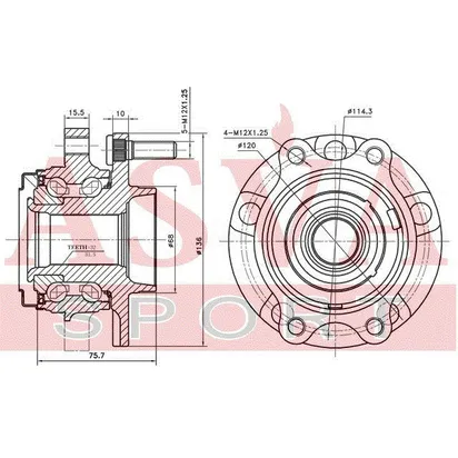 Ступица передняя с магнитным кольцом абс ASVA NSWHZ51MFR