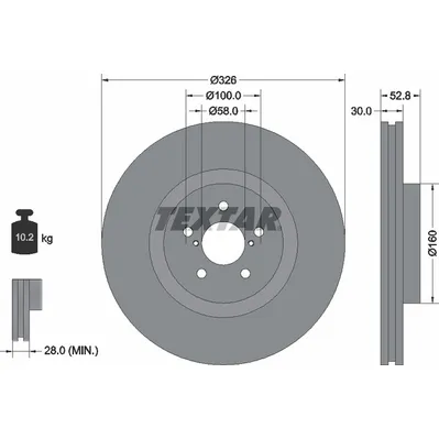 Диск тормозной передний стандартный SUBARU TEXTAR 92167900
