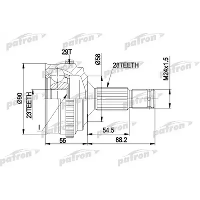 ШРУС наружн к-кт CITROEN: XM 89 - 94, XM 94 - 00, XM Br PATRON PCV1263