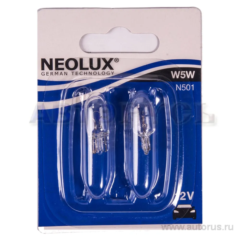Лампа 12V W5W 5W W2,1x9,5d NEOLUX Standart 2 шт. блистер N501-02B