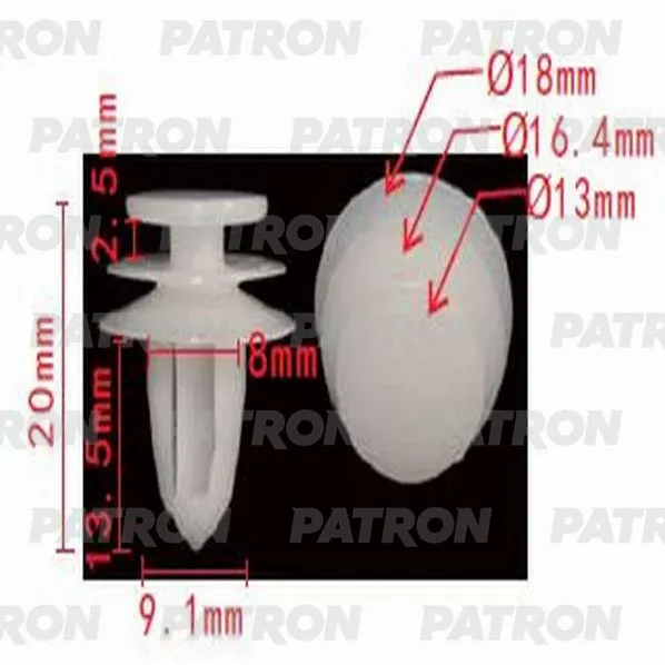 Клипса пластмассовая обшивка двери (серая) NISSAN PATRON P37-0592