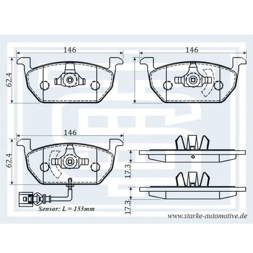 Колодки тормозные VW GOLF VII передние STARKE 173-529