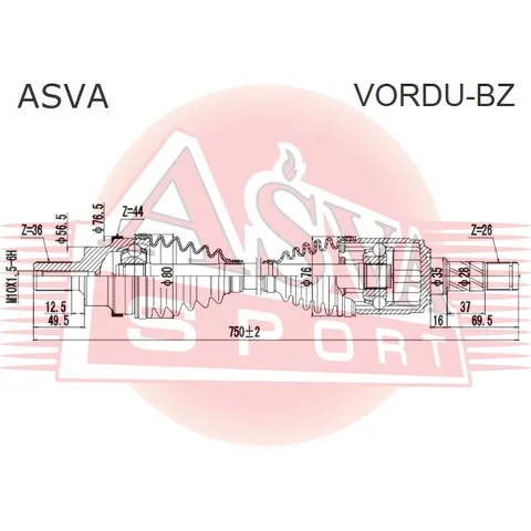 Привод пердний правый 31х540х40 ASVA VORDU-BZ
