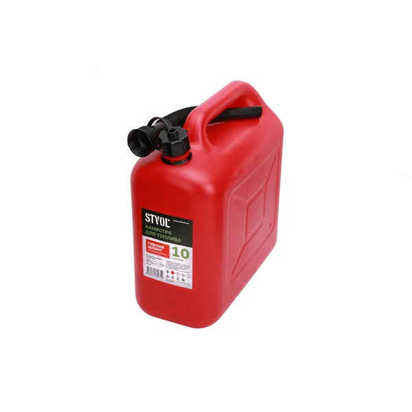 Канистра для ГСМ , пластиковая, 10 л, красная STVOL SKP10