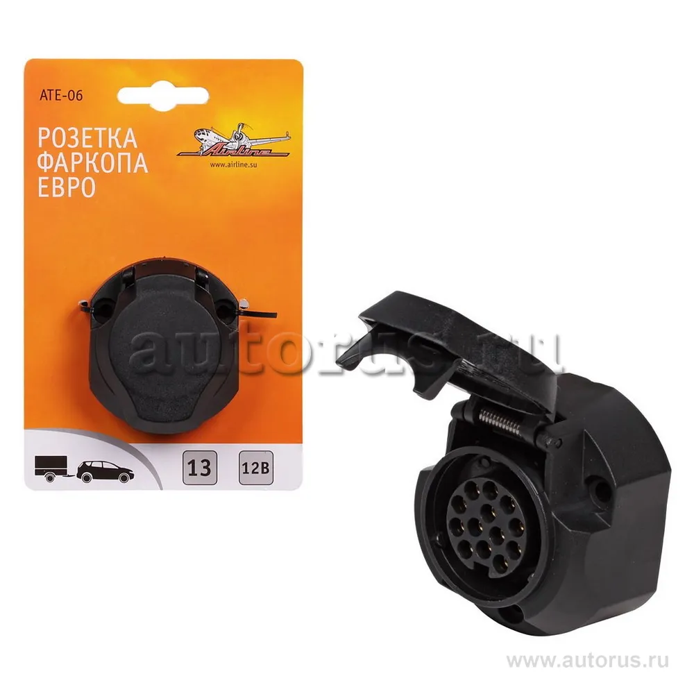 Розетка фаркопа 12В 13 контактов ЕВРО пластик AIRLINE ATE-06