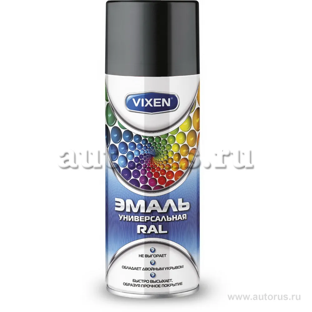Эмаль универсальная RAL, черный (RAL 9005), аэрозоль 520 мл VIXEN VX19005