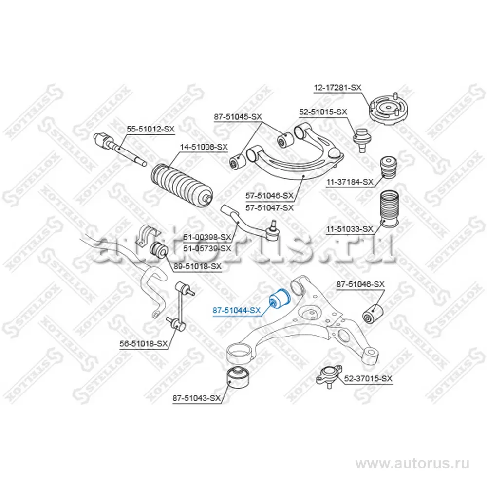 Сайлентблок рычага внутр. зад. п. Hyundai Sonata NF 04> STELLOX 87-51044-SX