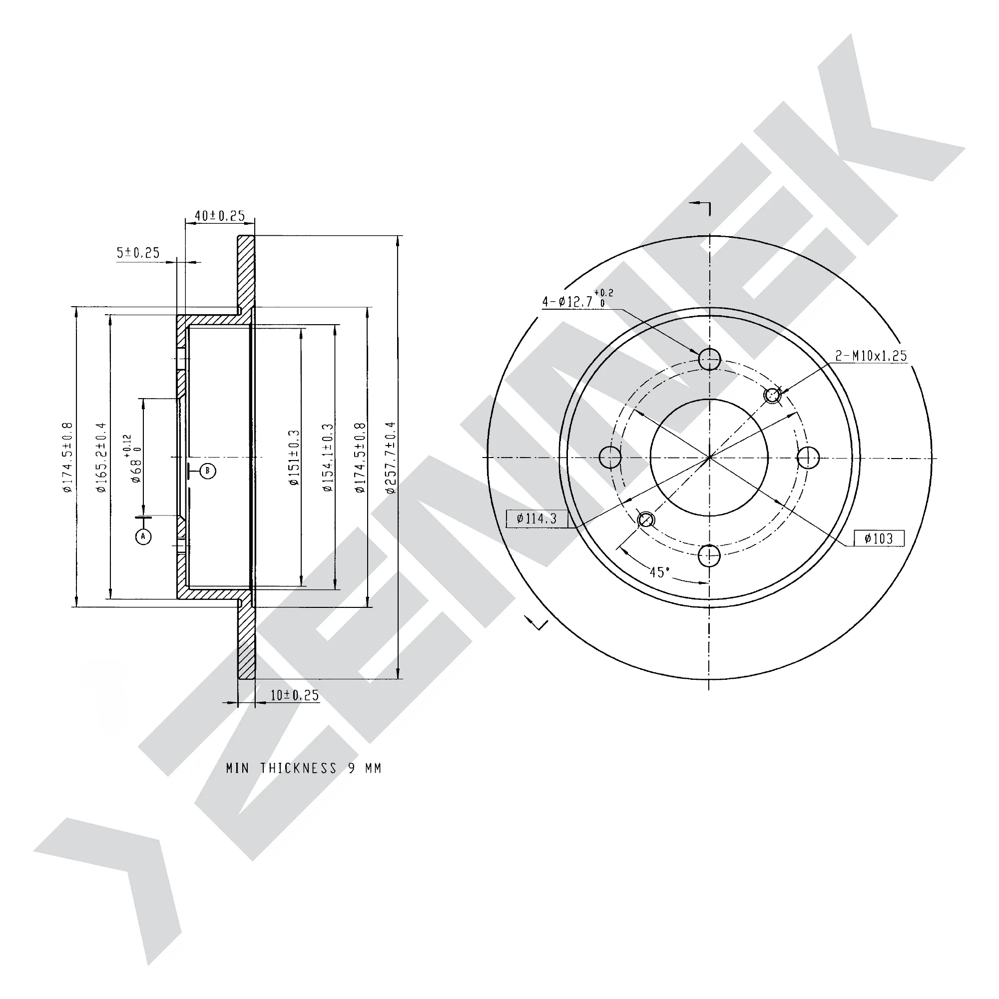Диск тормозной задний NISSAN ALMERA 00-, PRIMERA 90-02 (2 шт) ZENNEK DBD0150