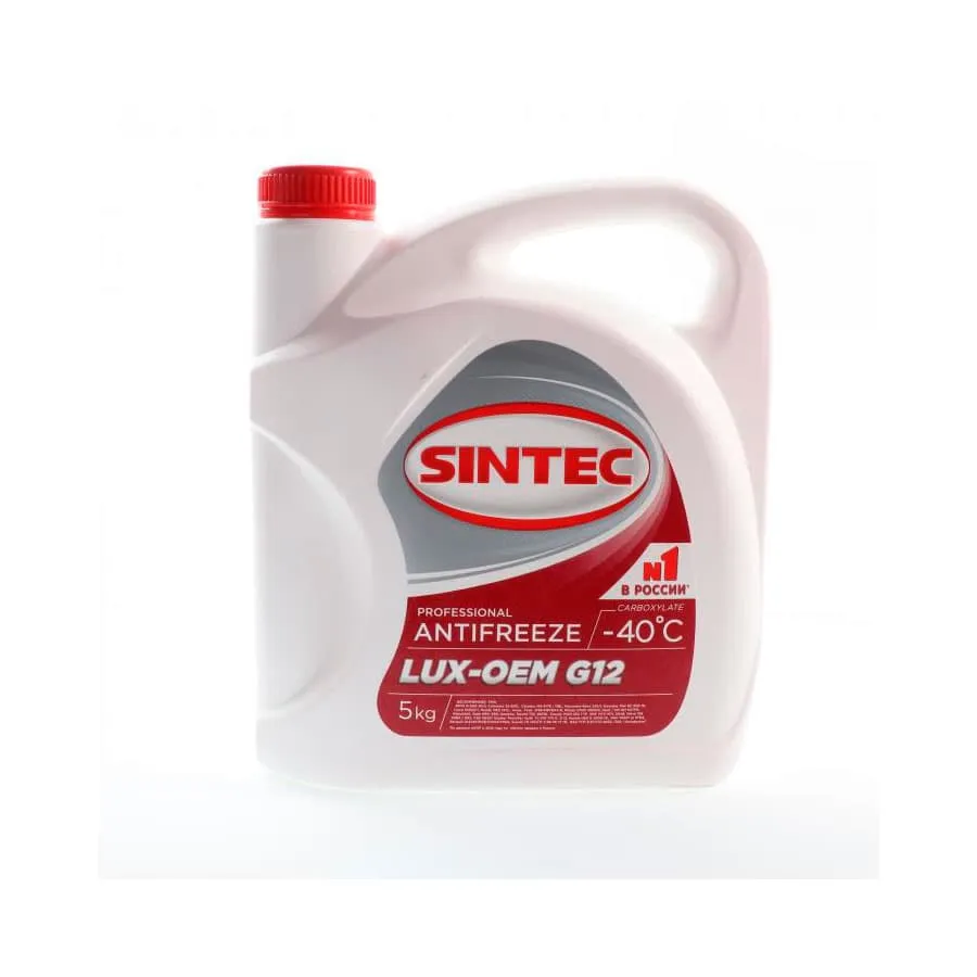 Антифриз Sintec ANTIFREEZE LUX RED G12 готовый -40C красный 5 кг 800548 Акция антисептик в подарок.