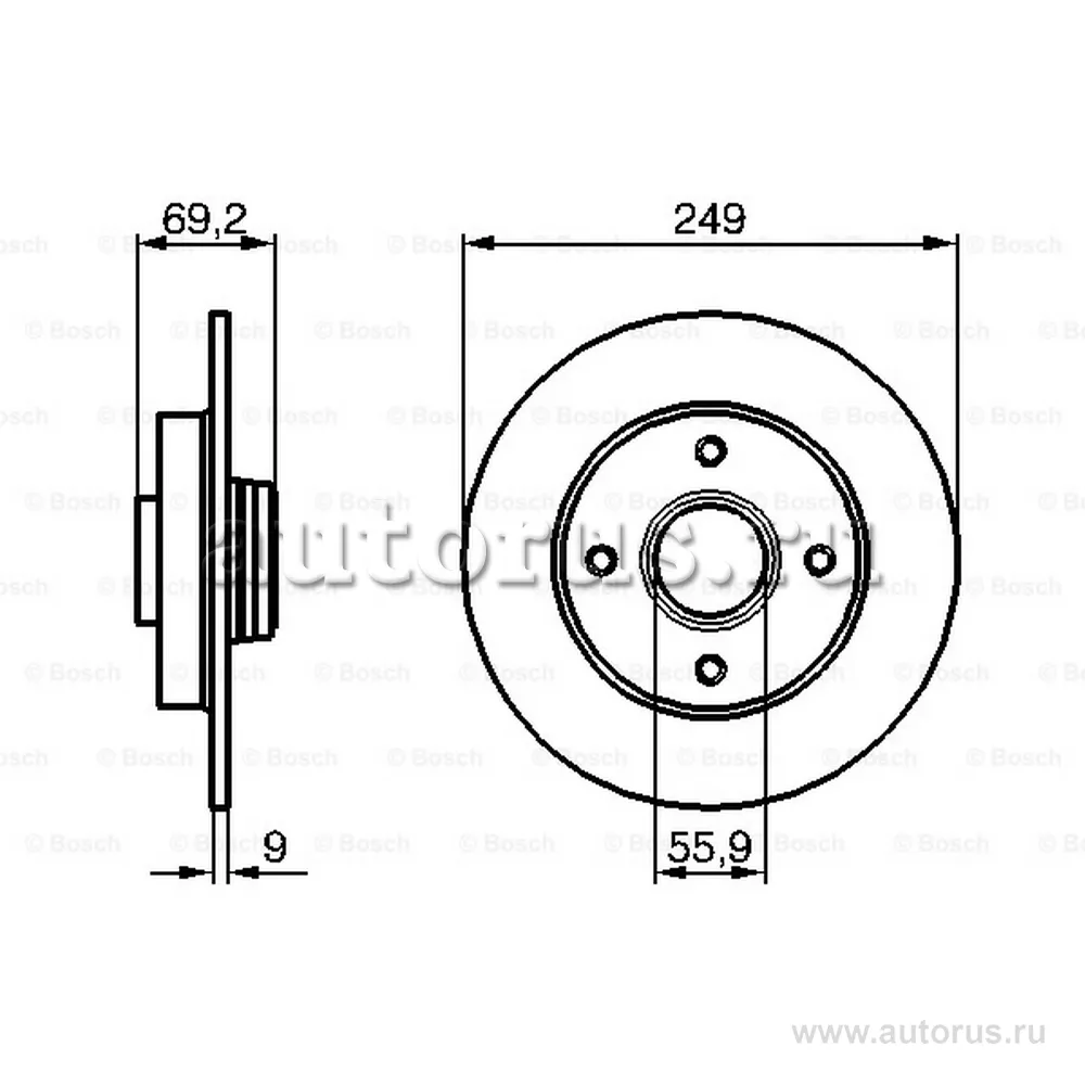 Диск тормозной задний BOSCH 0 986 479 255