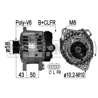 Генератор HYUNDAI SOLARIS, KIA CEED/RIO 110A ERA 210308