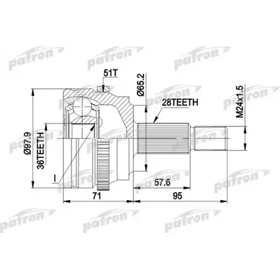 ШРУС наружн к-кт NISSAN: INTERSTAR автобус 02 -, INTERS PATRON pcv1453
