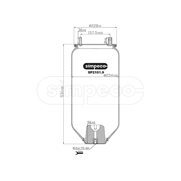 Пневморессора FRUEHAUF без стакана SIMPECO SP21019010